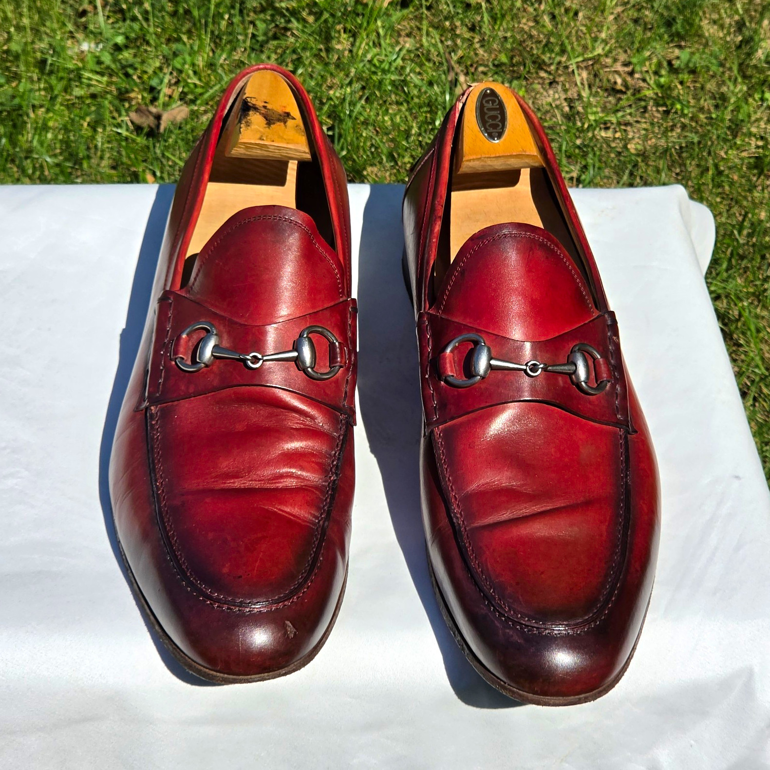 Gucci Horsebit Vintage Loafers Mens Size 12 Italy Burgundy Leather Shoes