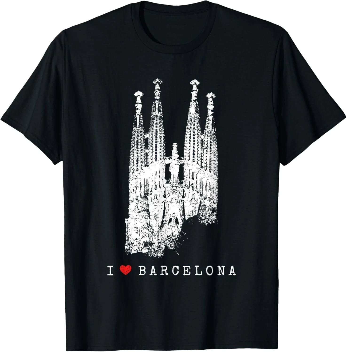 Sagrada Familia Vintage Skyline Spain Fan I Love Barcelona T-Shirt