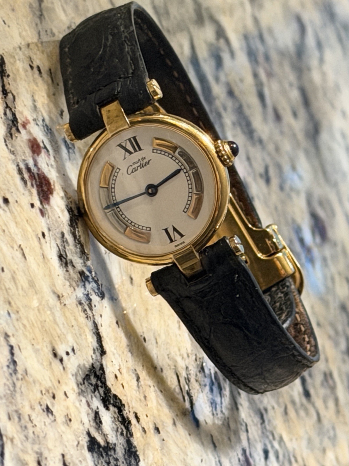 Vintage Cartier Must de Cartier Vermeil 925 Silver Swiss Quartz Wristwatch
