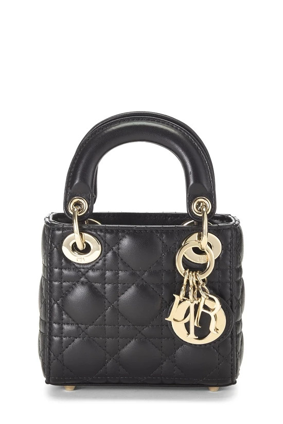 Christian Dior Lady Dior Mini Cannage Hand Bag Shoulder Bag Leather