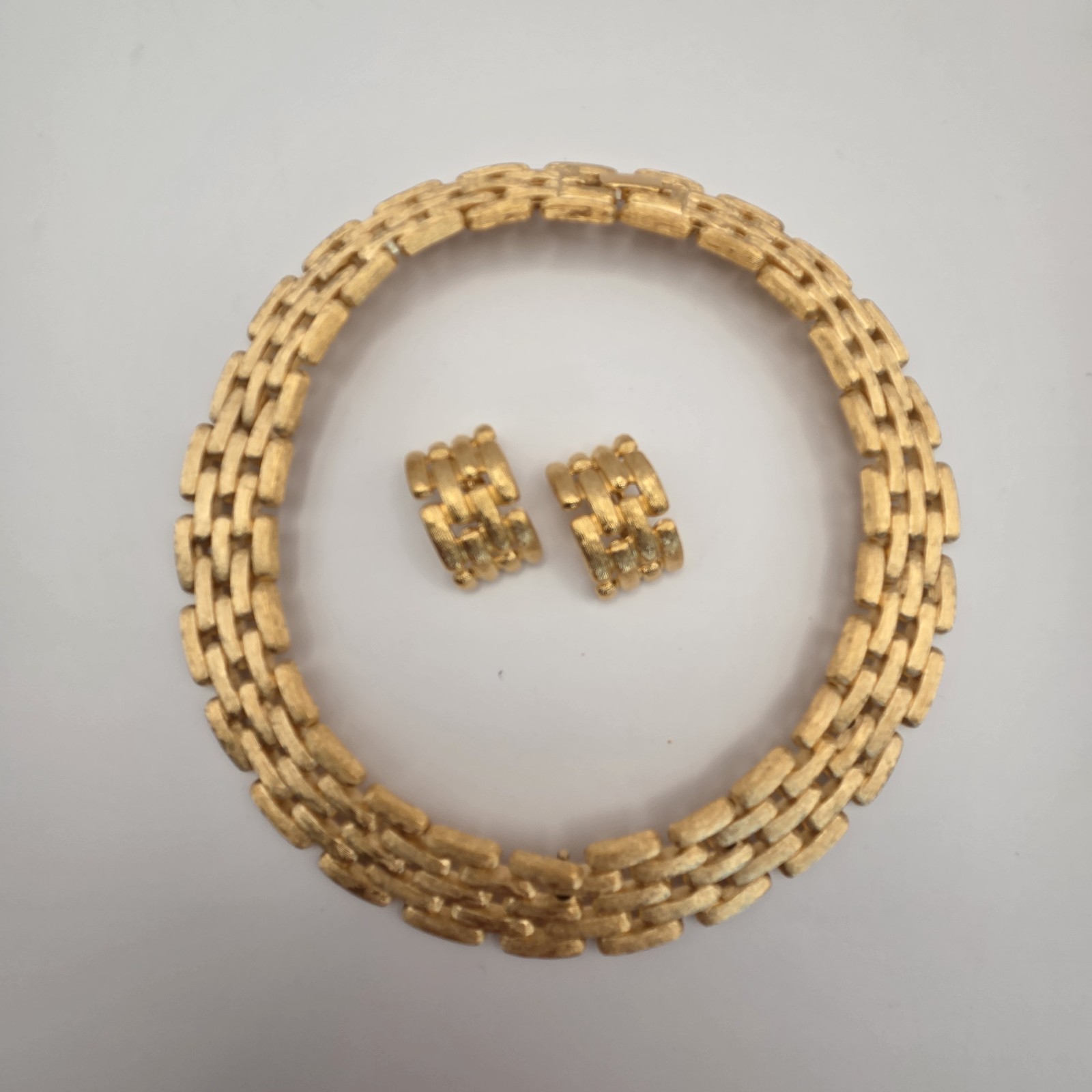 Vintage Givenchy Egyptian Revival Gold Tone Choker Necklace, Bracelet, Earrings