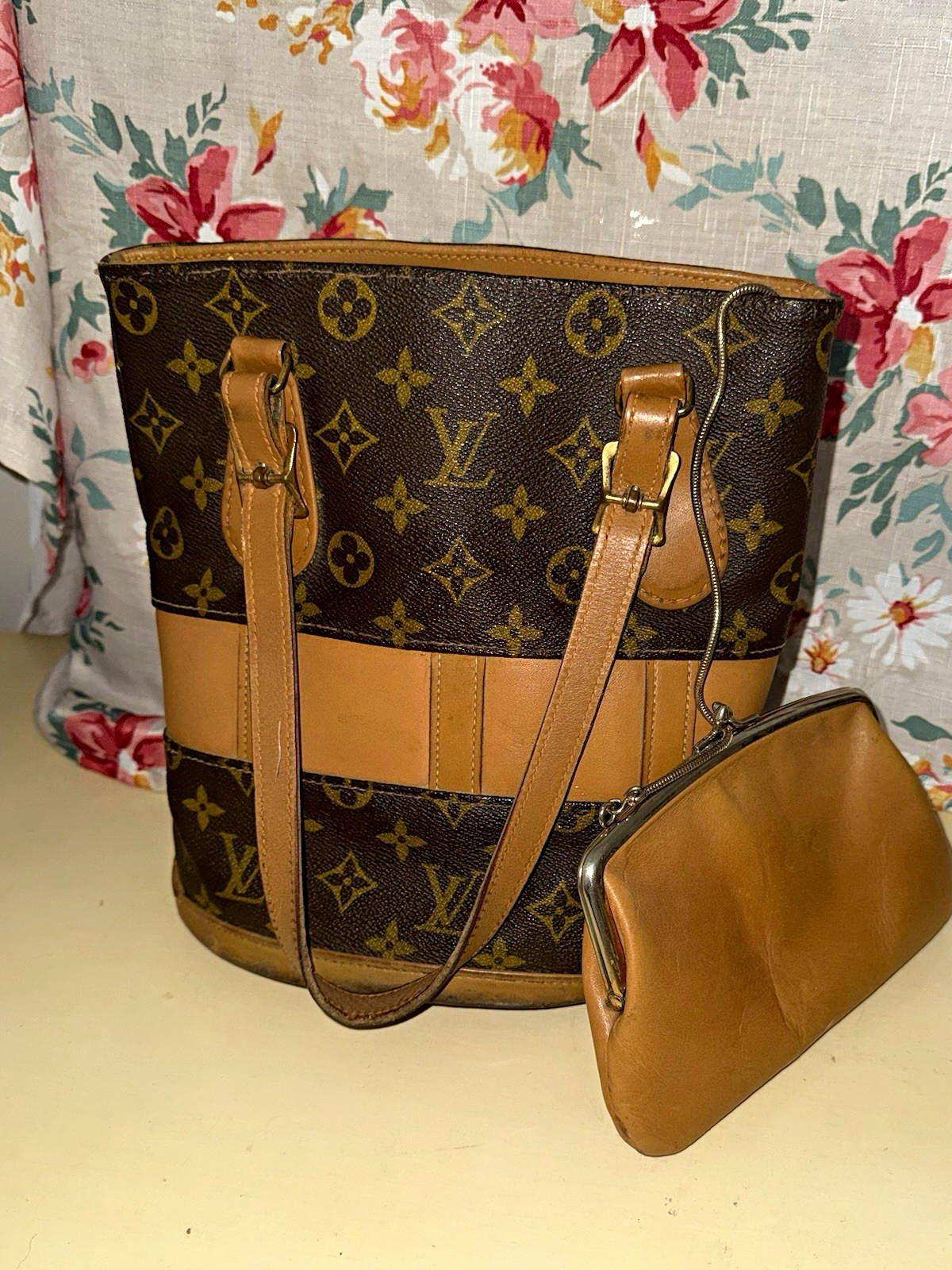 Vintage 1970s Louis Vuitton Monogram Bucket Bag The French Company 9.5"
