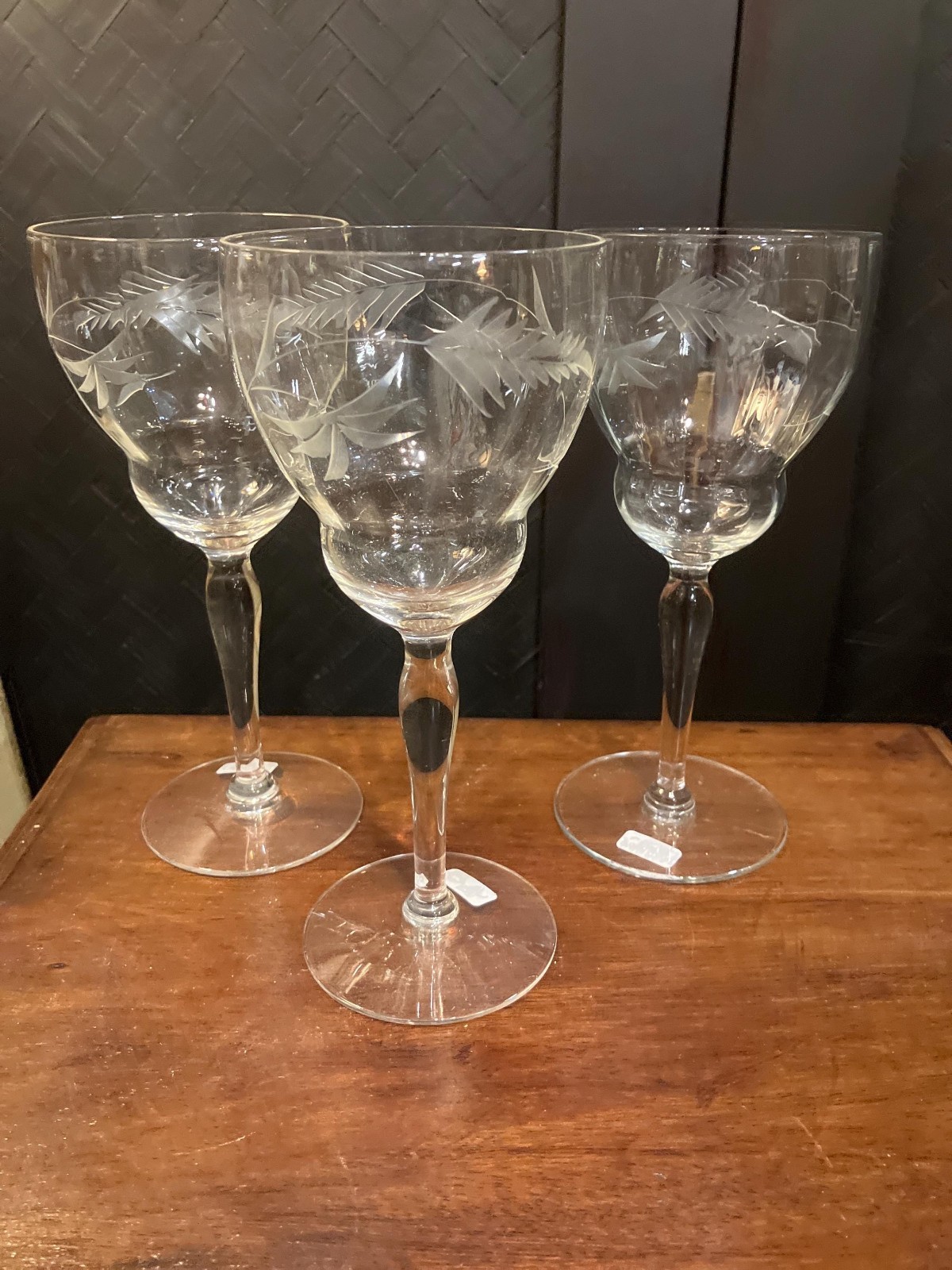 Vintage Cocktail Glasses Vintage 3 Water Goblet Etched Botanical