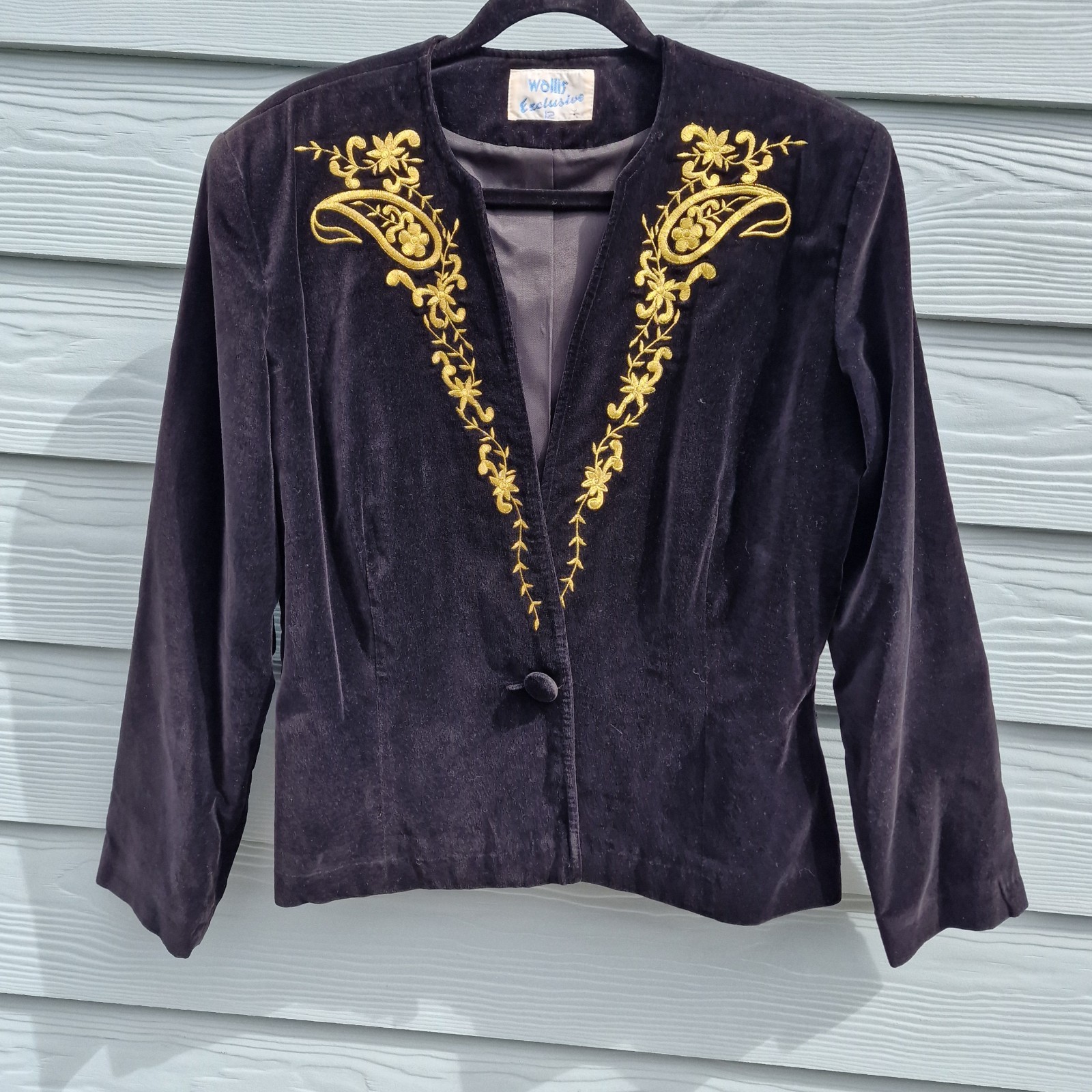 VINTAGE Wallis - 100% cotton velvet cropped blazer . UK size 12