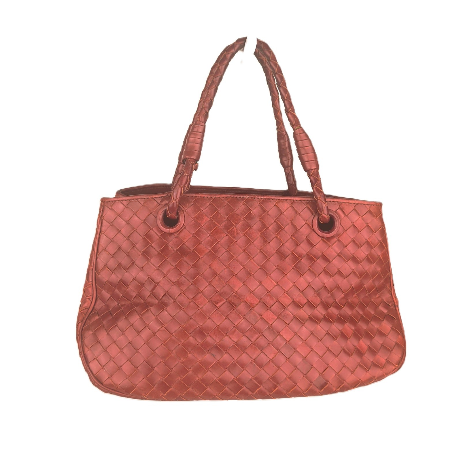 Bottega Veneta Vintage Mini Intrecciato Leather Tote Bag – Red