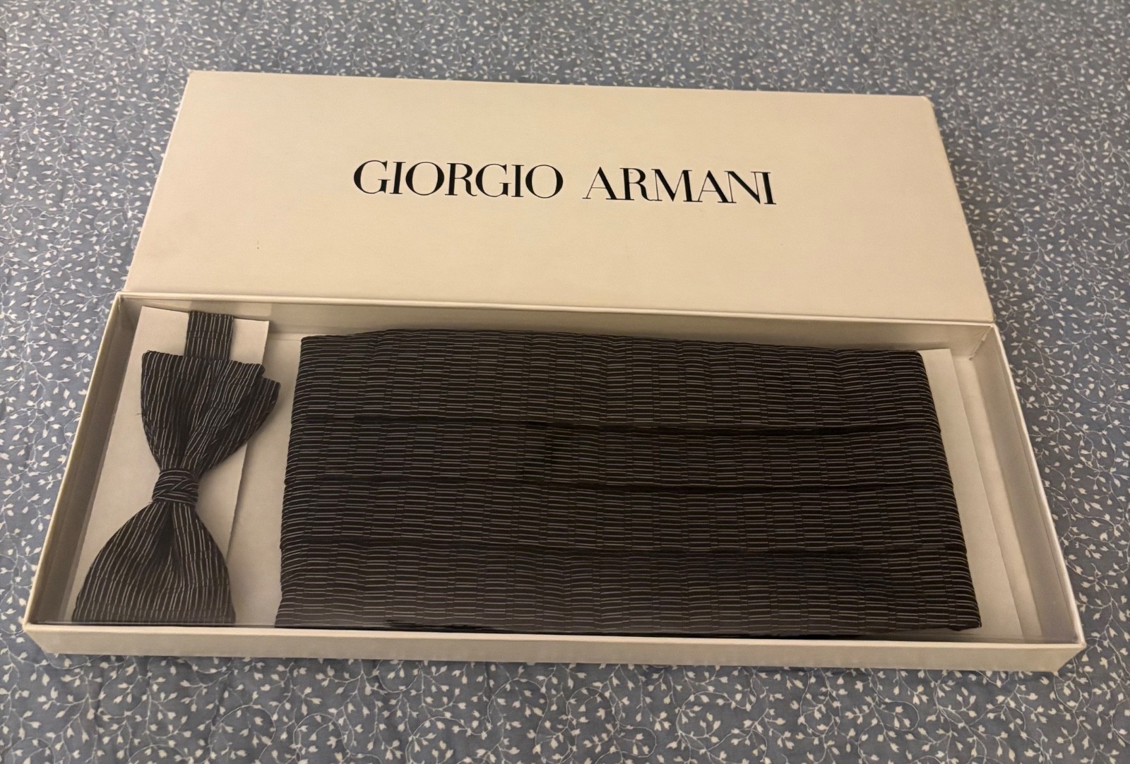 Giorgio Armani Vintage Bow Tie and Cummerbund Set in original box
