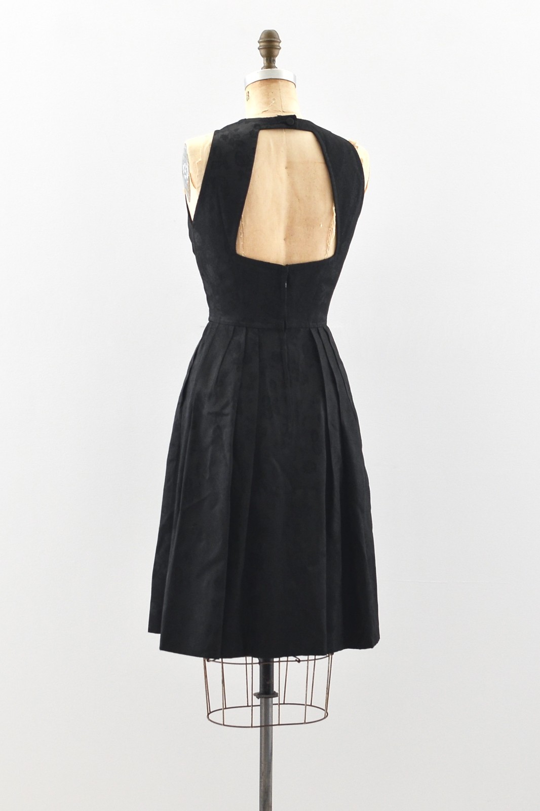 Vintage 1960s Black Open Back Dress XS Small