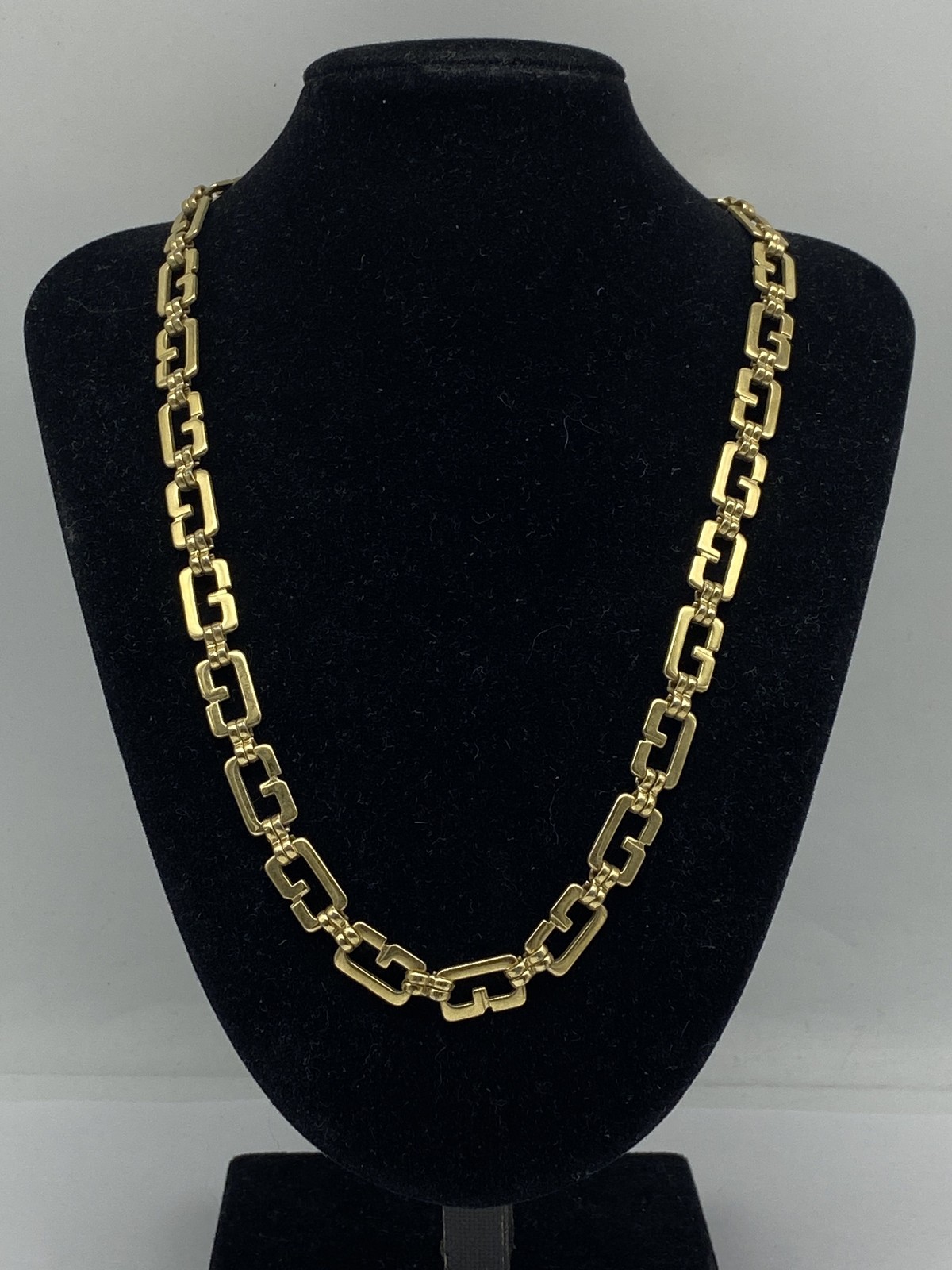 Vintage Givenchy Gold Tone G-Link Chain Necklace 16" Signed