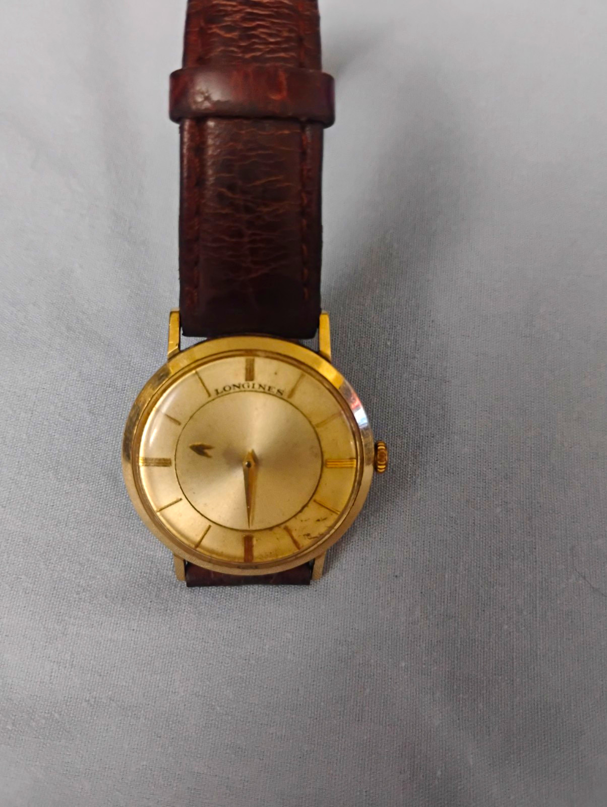 Longines Vintage 1950's "mystery dial" men's dress watch, 10k GF manual wind