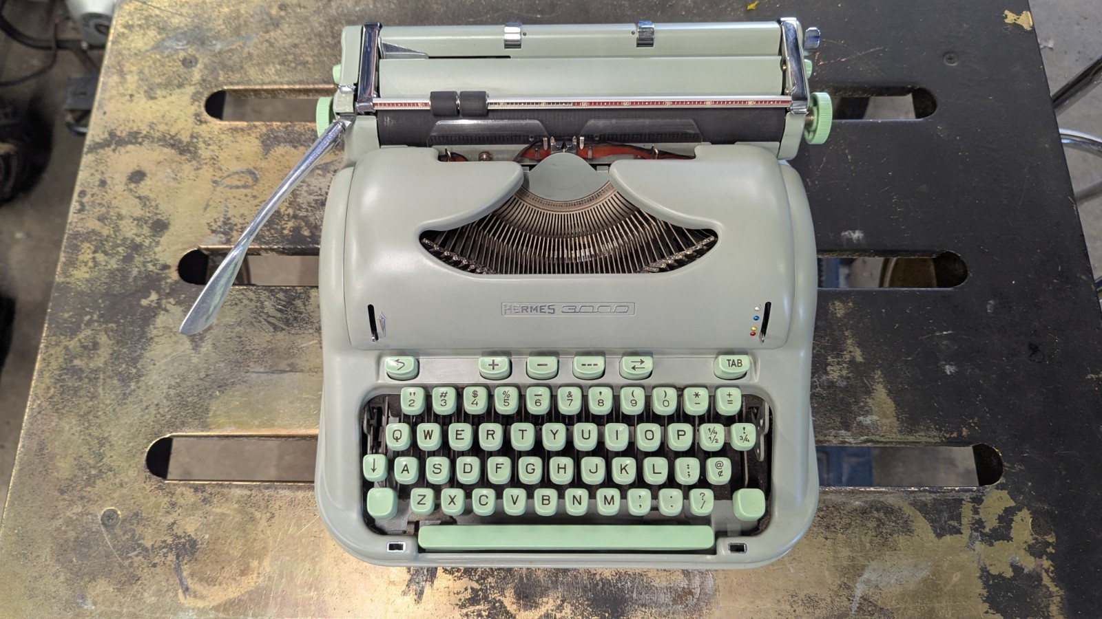 Vintage 1963 Hermes 3000 Portable Typewriter - 1st Gen Curvy WORKS