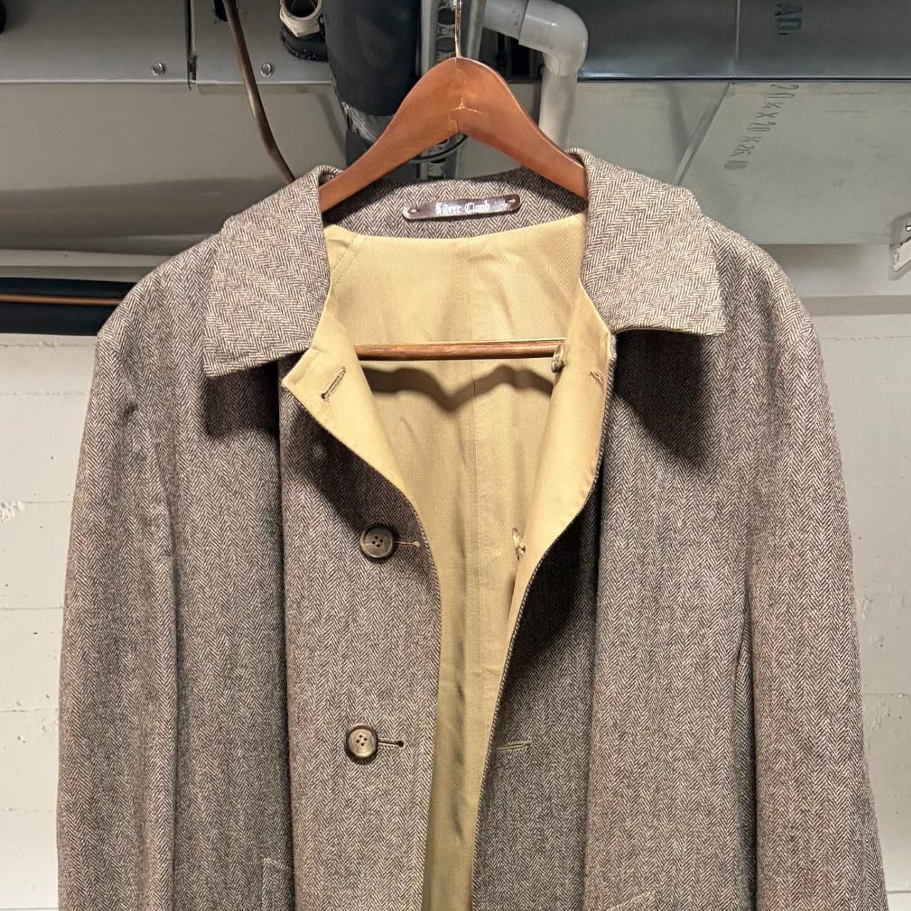 Silver Cloud Reversible Coat Trench Tweed Brown Beige Vintage