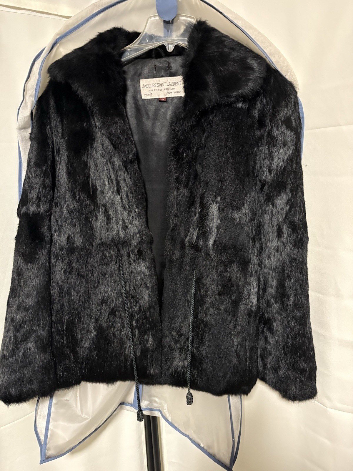 Jacques Saint Laurent Vintage Mink Fur Coat 1970s Size Medium- Black