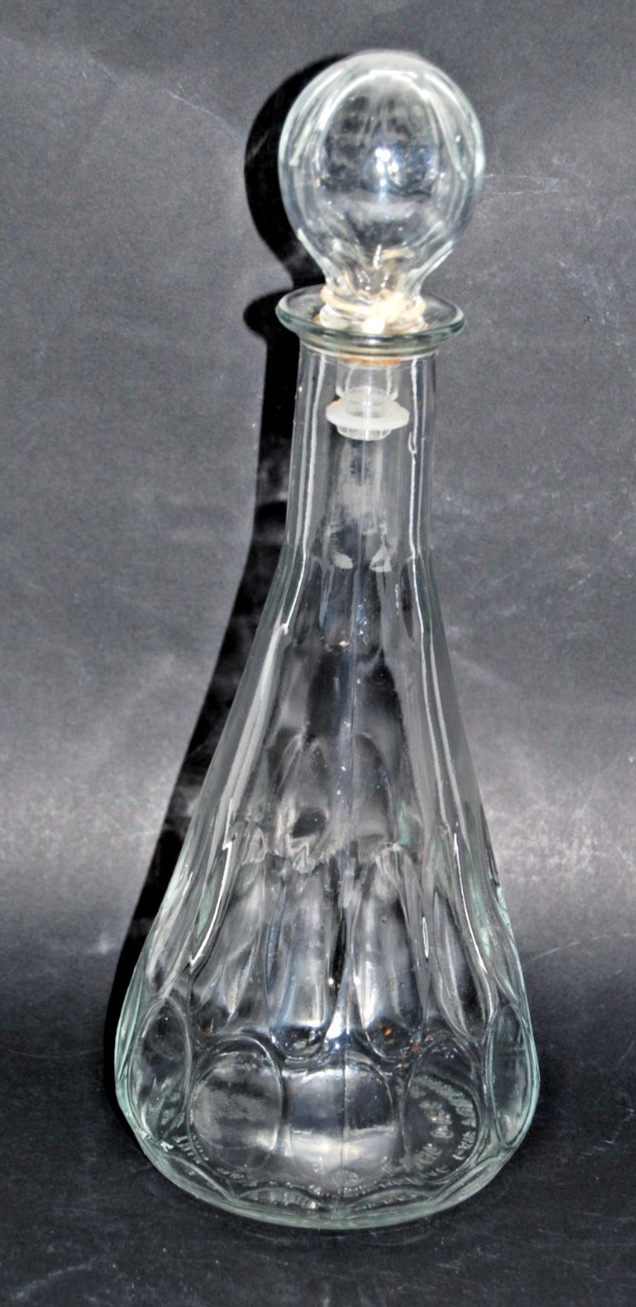 Vintage Glass Wine Alcohol Whiskey Decanter With Cork Stopper 12" Thumbprint