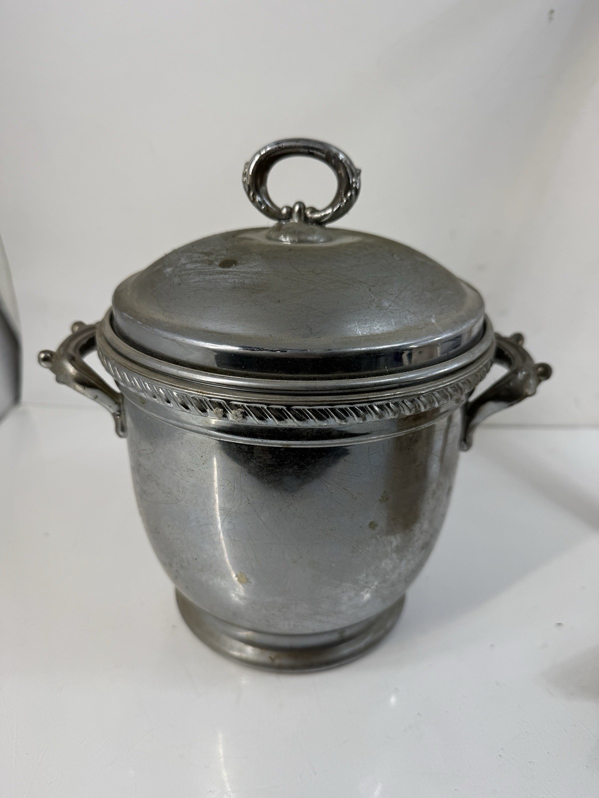 Vintage Ice Bucket Silver Plated Vacuum Insulated Double Handle