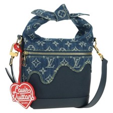 LOUIS VUITTON Monogram Denim Drip Japanese Cruiser Bag Blue M45970 Auth 177977SM