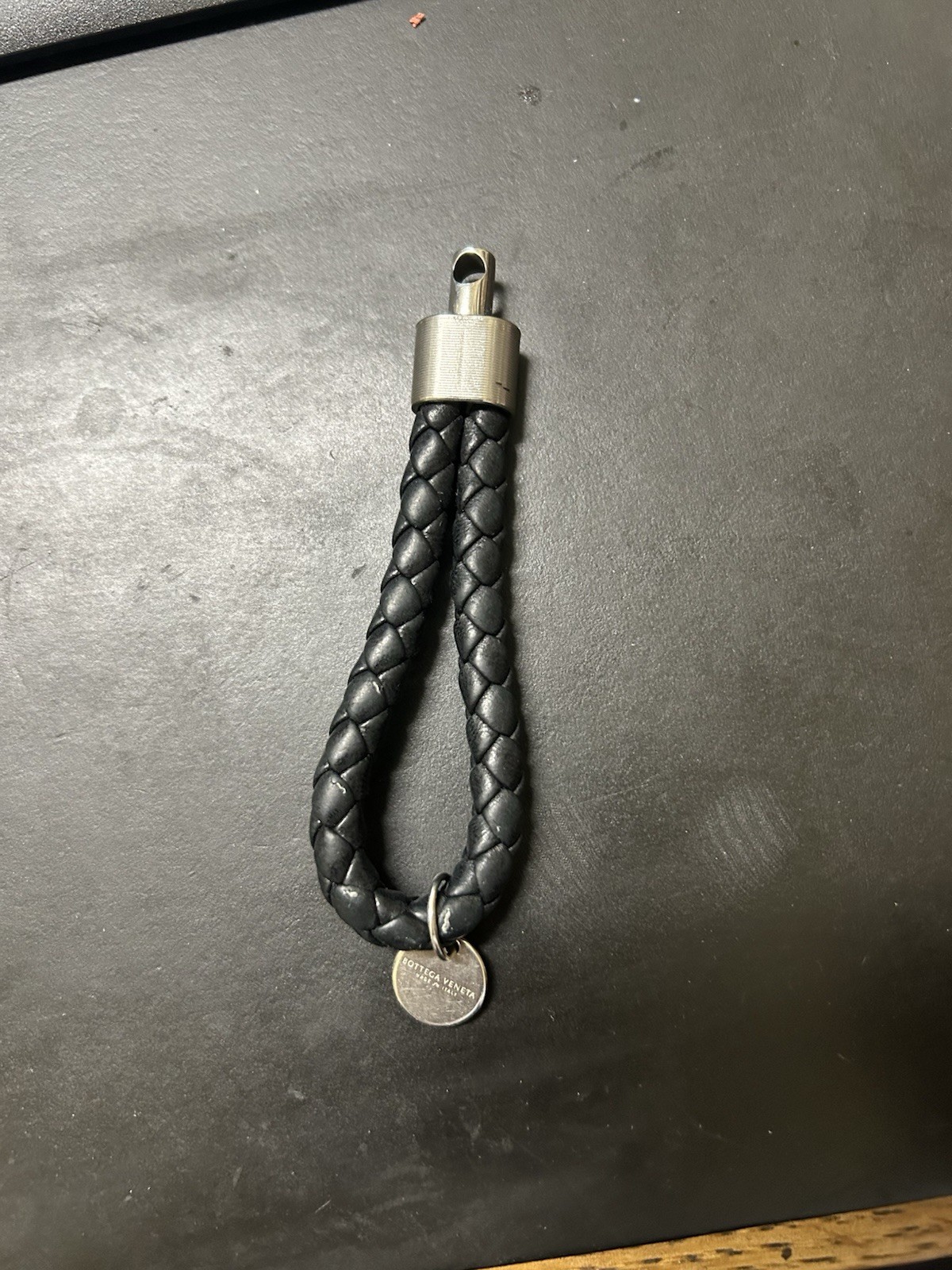 Bottega Veneta Black Intrecciato Braided Italian Leather Key Ring