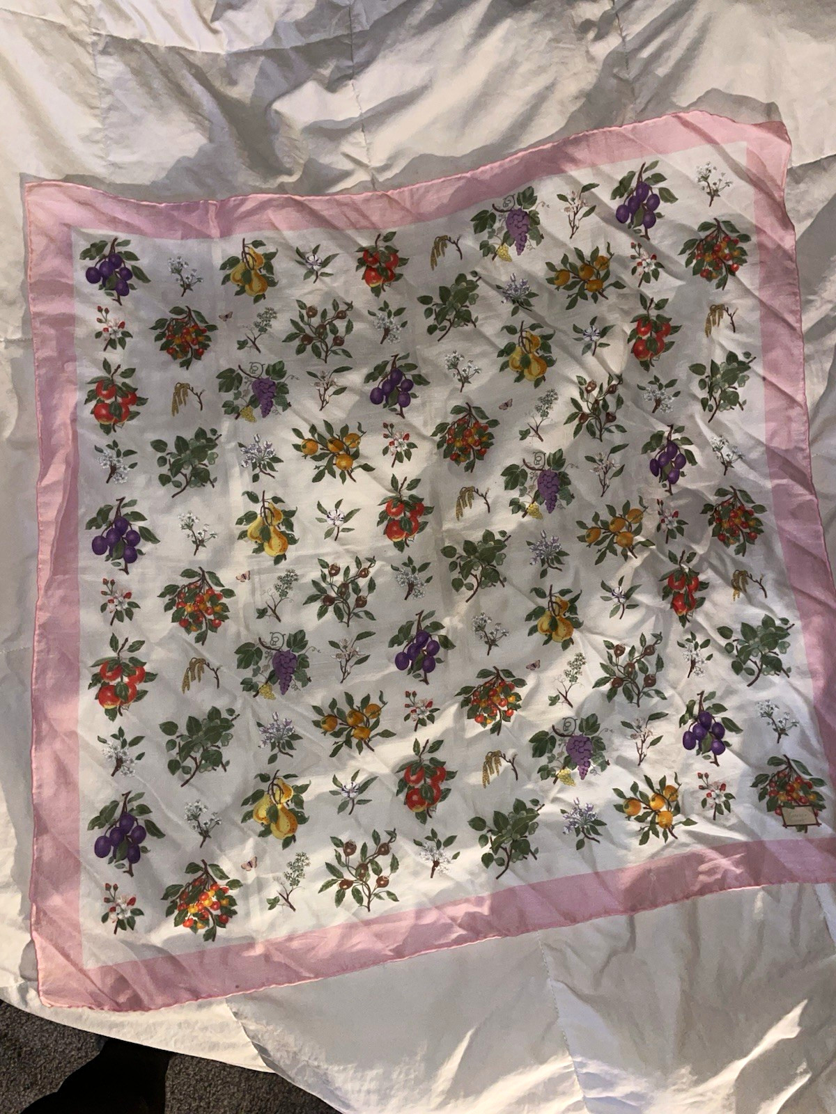 GUCCI Floral Square cotton Scarf VINTAGE