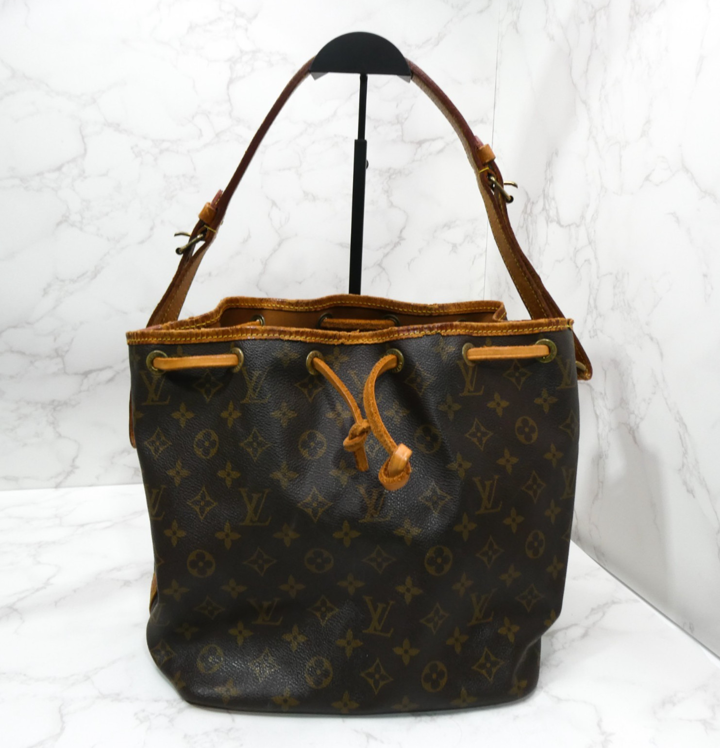 Louis Vuitton Petit Noe Monogram Canvas Bucket Bag Brown M42226 Vintage