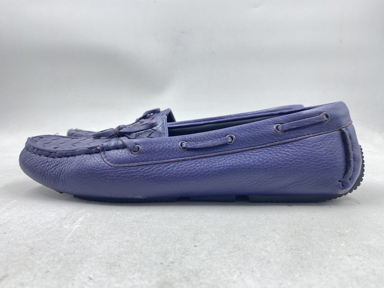 Bottega Veneta Purple Intrecciato Woven Leather Driving Loafers Size 41
