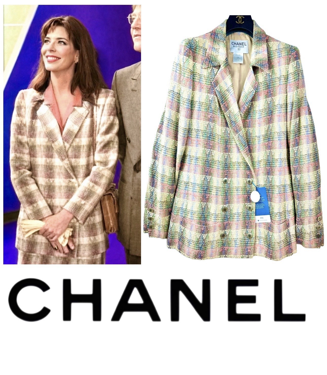 Chanel Vintage 1998 Brown Pink Tweed Jacket 40 42 8 10 12 Coat Top Vtg Y2K M L