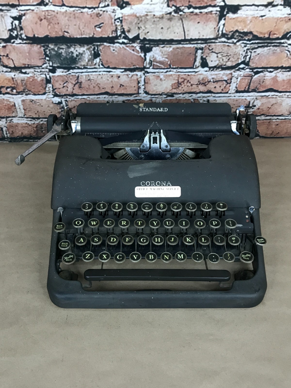 Vintage 1945 Smith-Corona Standard Portable Typewriter Black 3C Speedline WWII