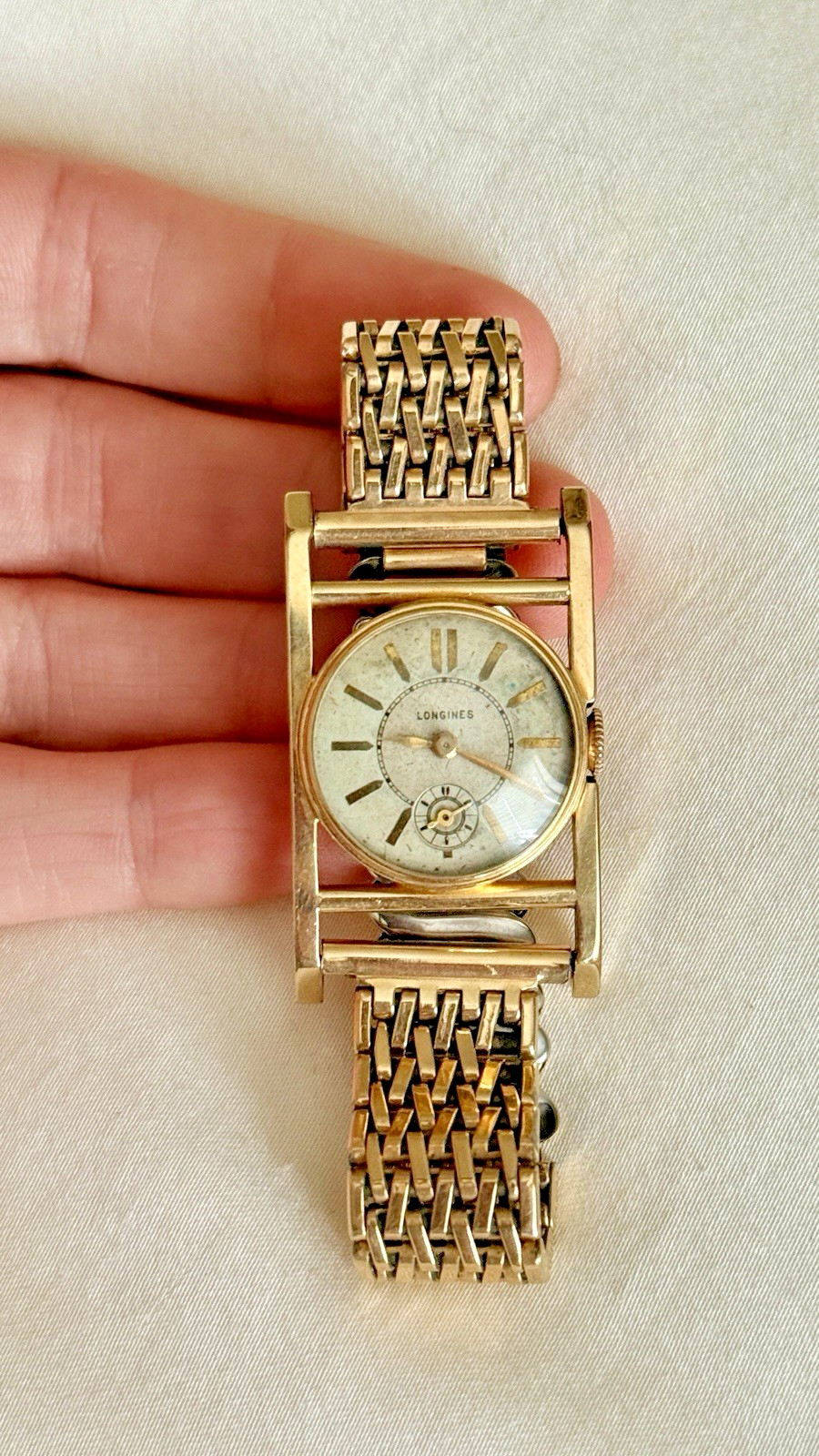 Vintage Running 1940s Longines Mainliner 14K GF Drivers Watch Caged Bezel 17J