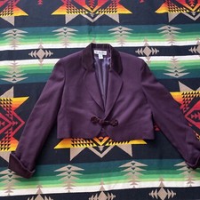 Vtg Christian Dior Women Plum Purple Velvet Collar/Cuffs Wool Jacket Blazer 10