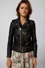 Schott Women's Hand Vintaged Cowhide Perfecto Moto Leather Jacket PER71W Size L