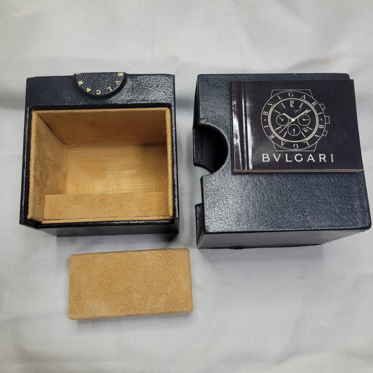 Genuine Vintage 1990s BVLGARI Watch Box Jewelry Box Black Box Square Box Booklet