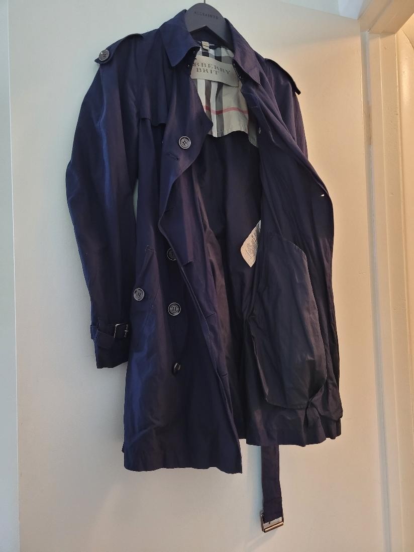 Burberry Brit Trench Women's US 6/ EU 8 Blue Packaway Lightweight Double Breast