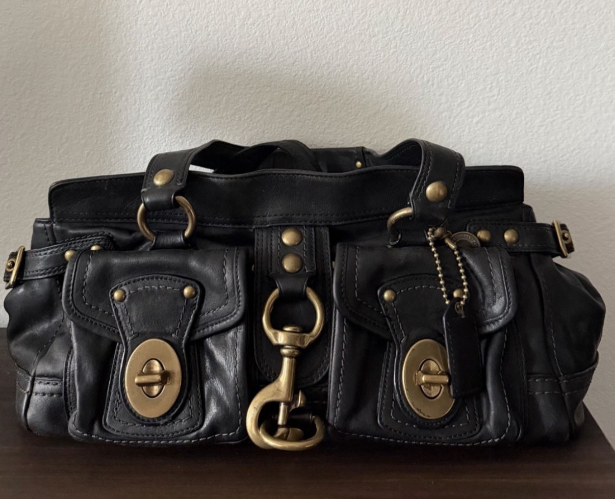 Vintage Coach Black Leather Legacy Mandy Satchel Shoulder Bag