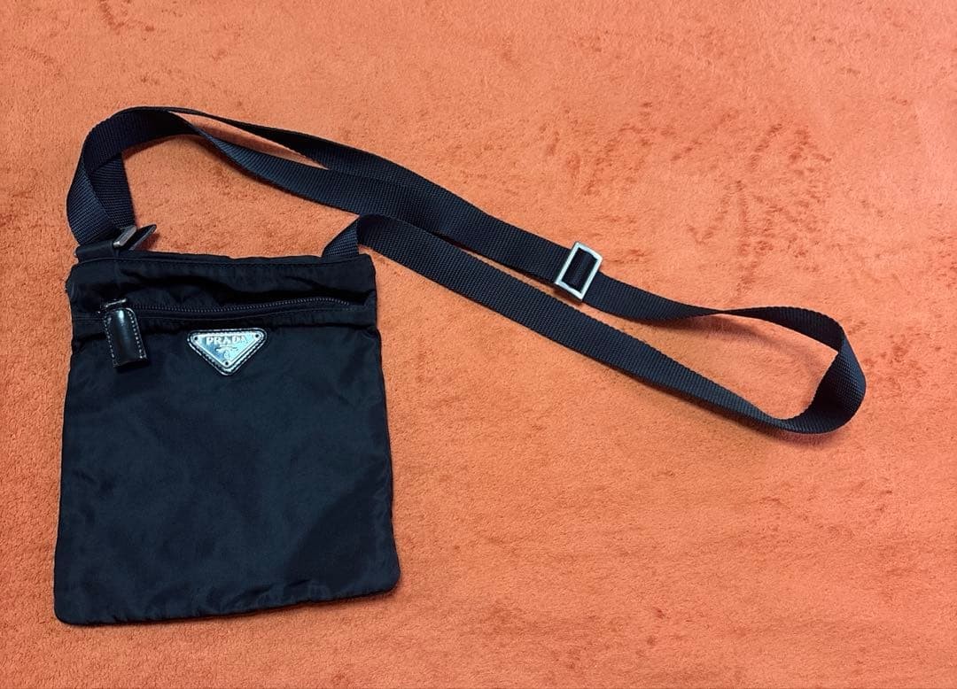 PRADA Vintage Shoulder Bag Nylon Black Triangle Logo