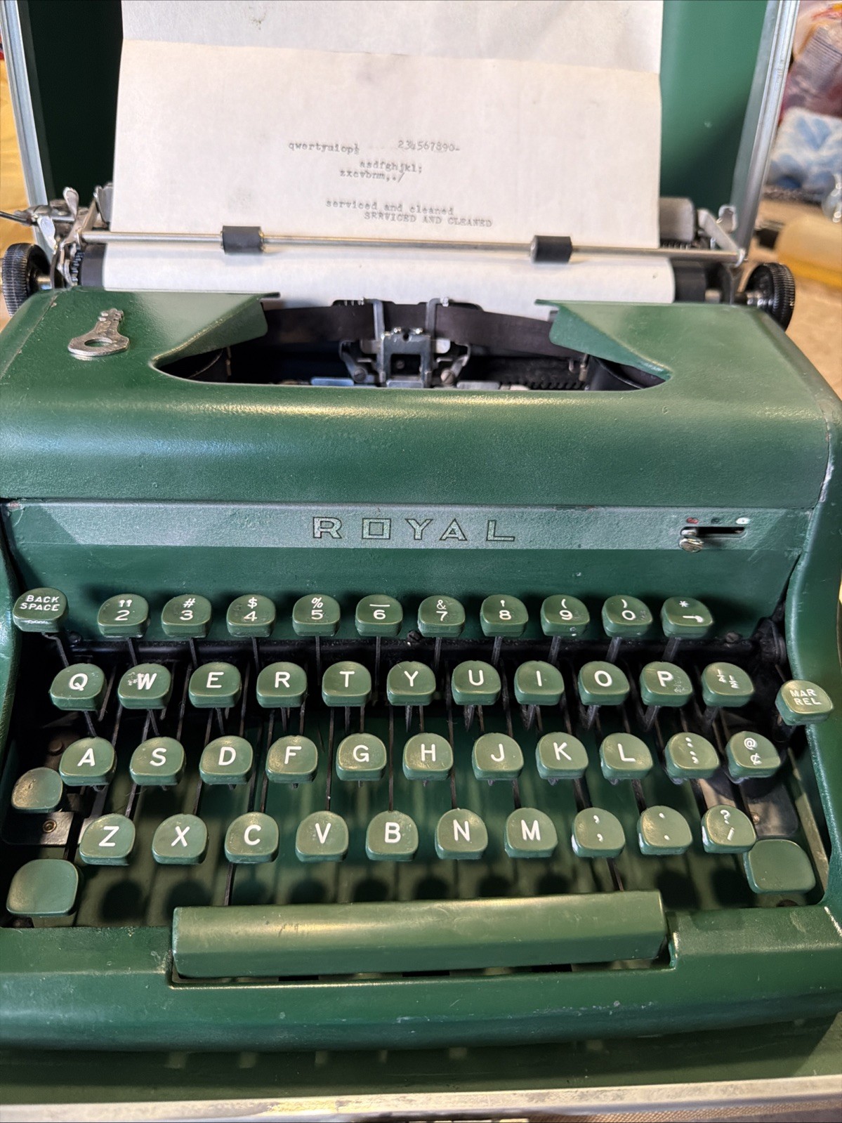 1954 Vintage Royal Companion Smooth Typewriter Cleaned And Serviced Army Green