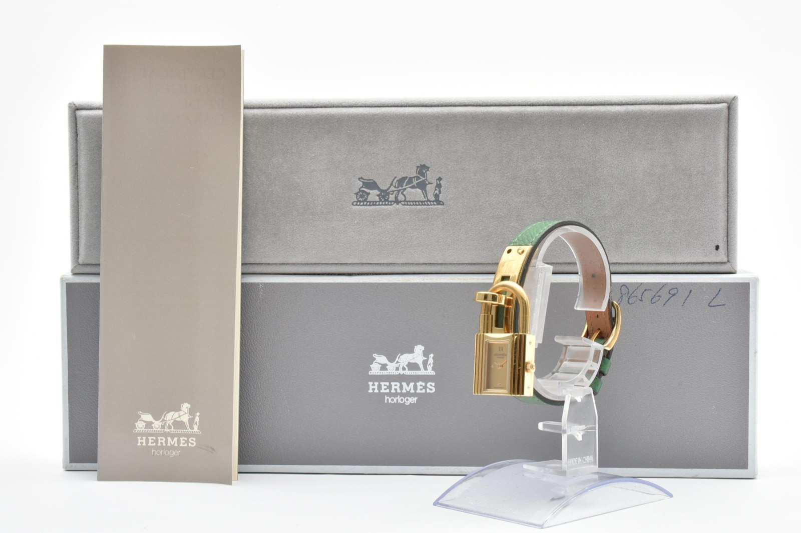 In BOX!![EXC+5] HERMES Kelly Padlock gold Dial Quartz Women Vintage Watch Japan