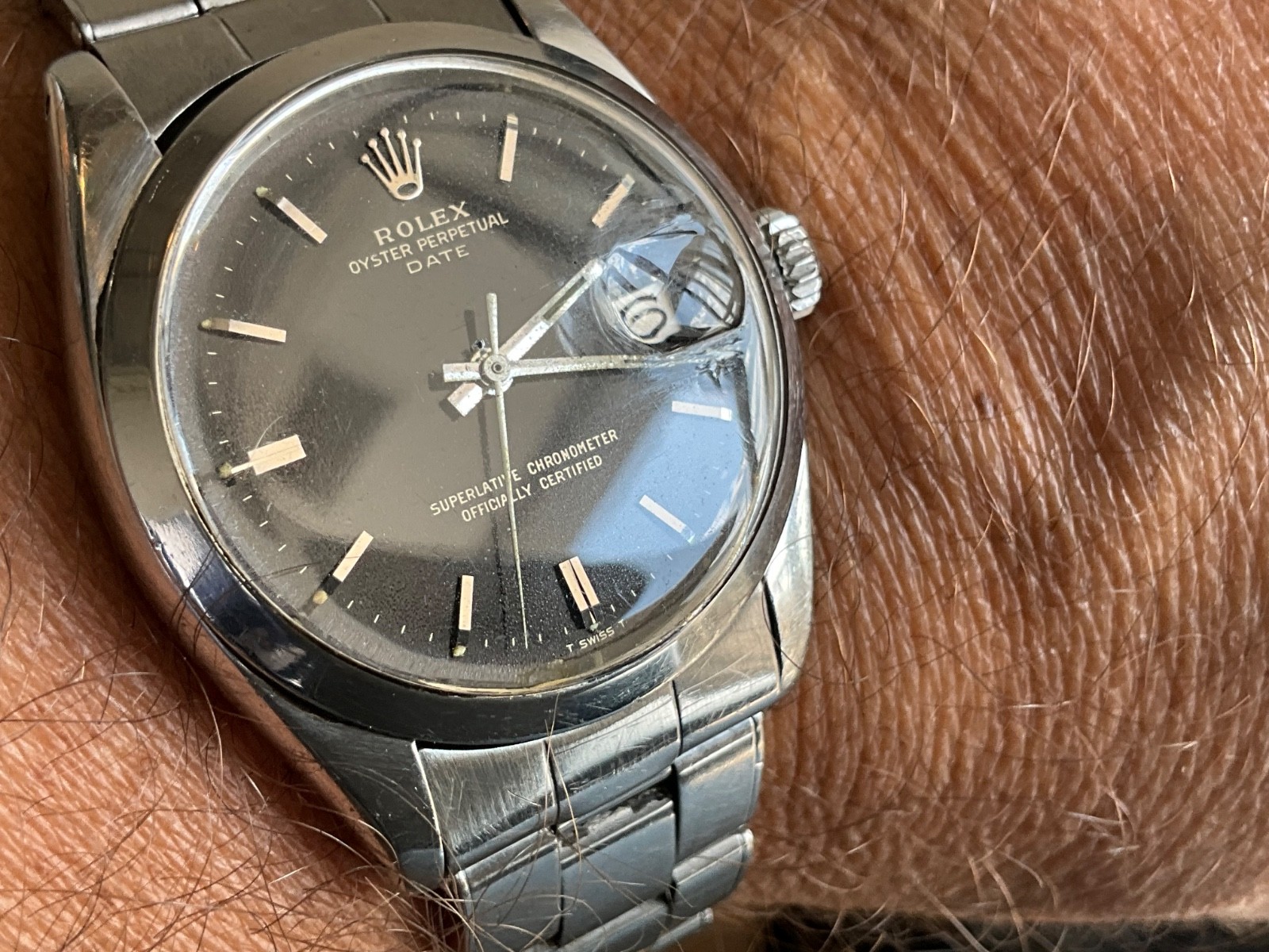 VINTAGE ROLEX OYSTER PERPETUAL DATE REF 1500 GILT 1965 UNPOLISHED TROPICAL
