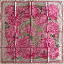 Vintage~NWT~HERMES~Les Pivoines~Vauzelles~100% Silk~Scarf~90cm~Made in France