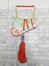 Rare Vintage Christian Dior Limited Edition Silk Mini Saddle Tassle Bag Handbag