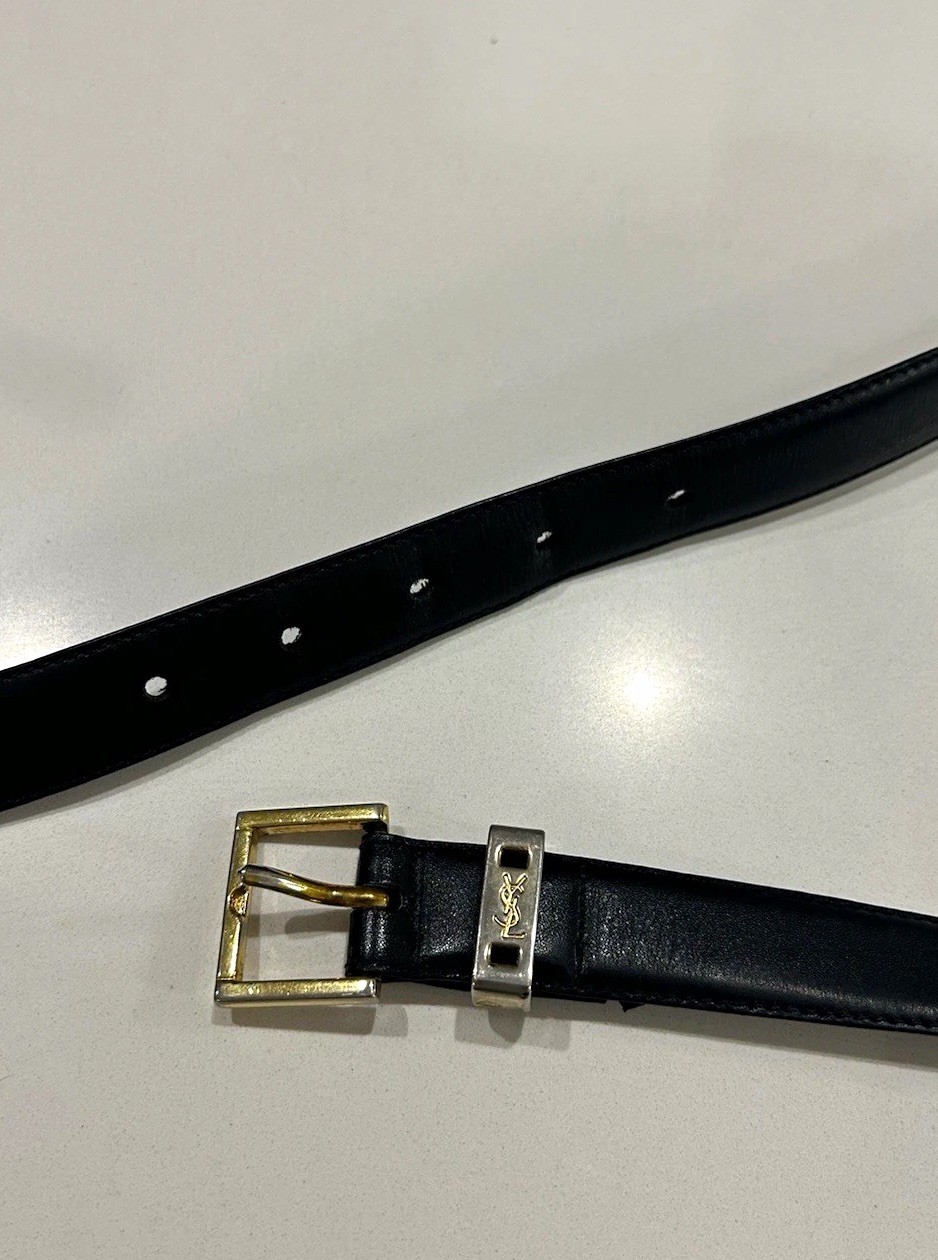 Vintage Yves Saint Laurent Black Leather Belt