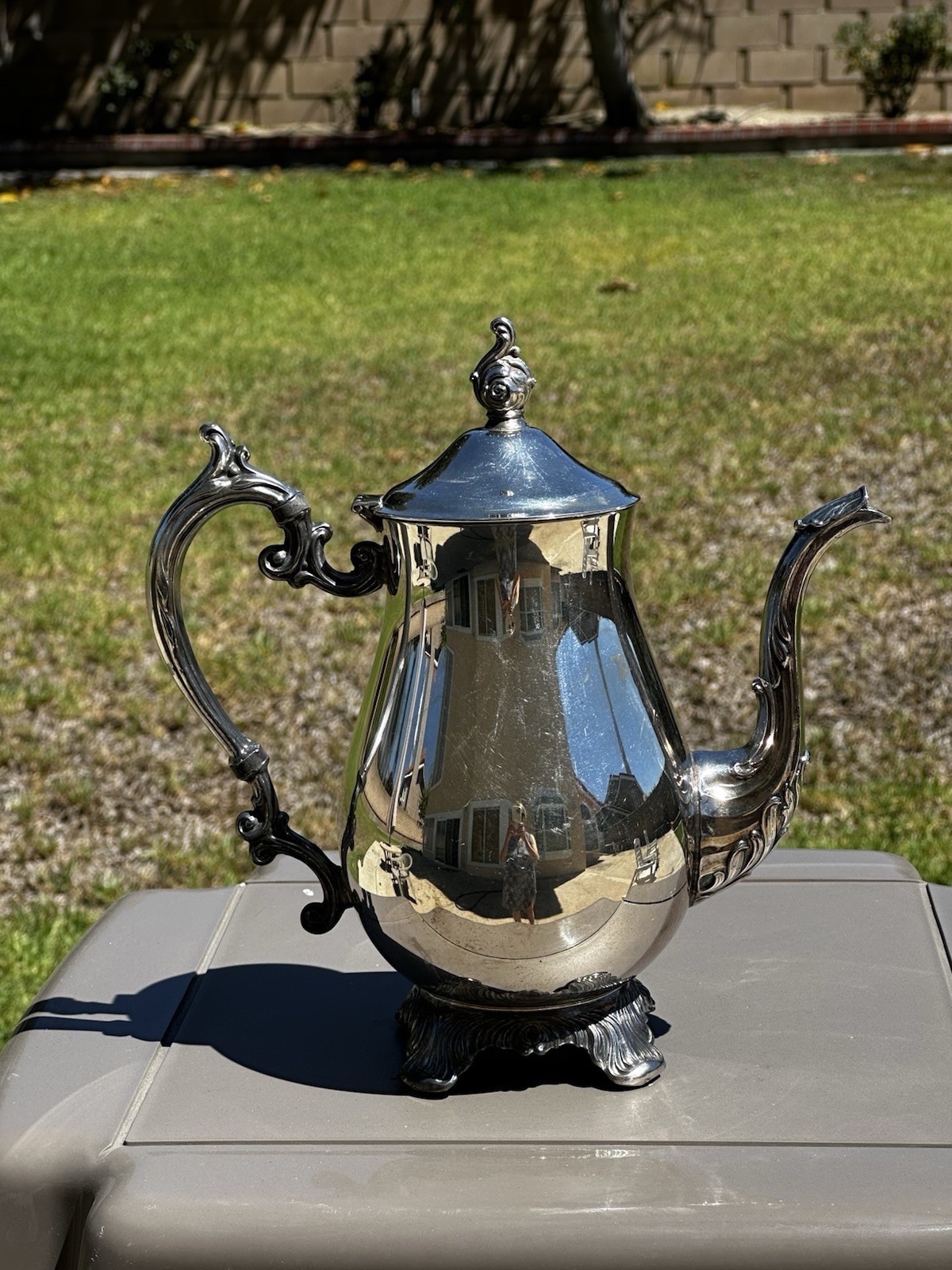 Vintage Silver Plate Coffee Tea Pot WM Roger’s Approx 10.5” Height Ornate Shape