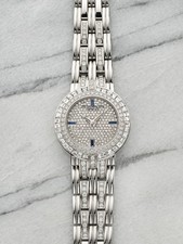 Vintage 1980s Patek Philippe 3982/1G 18K WG Diamond Sapphire Dial Quartz 32mm