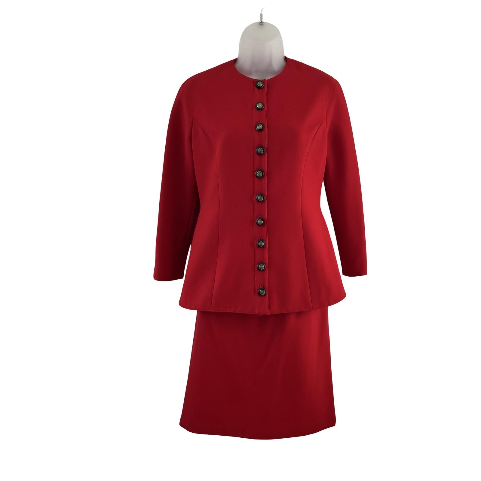 Vintage Valentino Boutique Skirt Suit Womens 4 Red Made in Italy Two Piece 90s