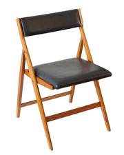 Gio Ponti 1950s Wooden Frame & PU Leather Eden Folding Chair (Model 320)
