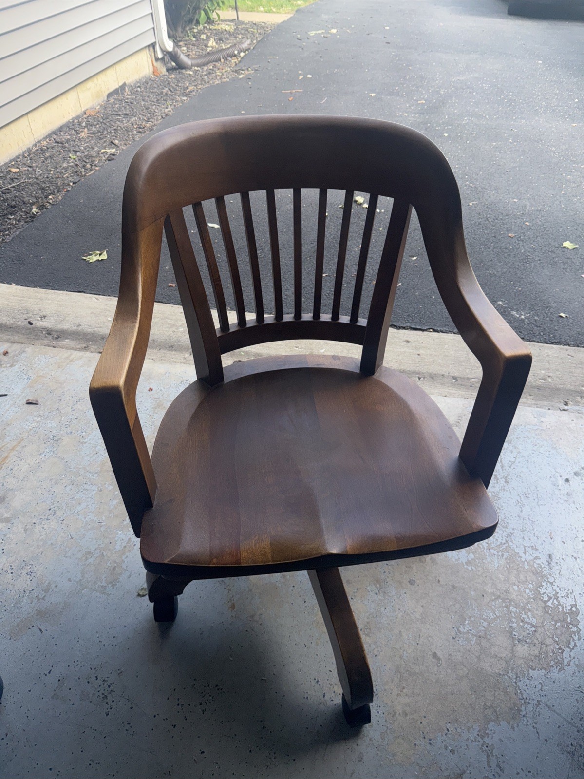 Antique Vintage Solid Wood Desk Lawyer Doctor Banker Swivel Rolling Office Chair