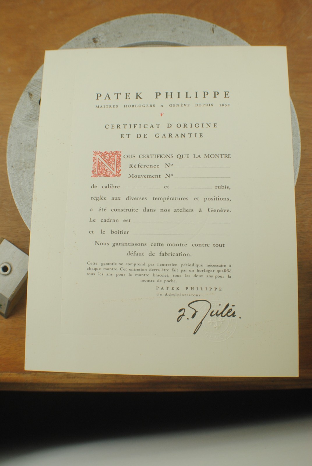 VINTAGE PATEK PHILIPPE 1960S OPEN PAPERS BLANK GUARANTEE 570 MOON PHASE CHRONO