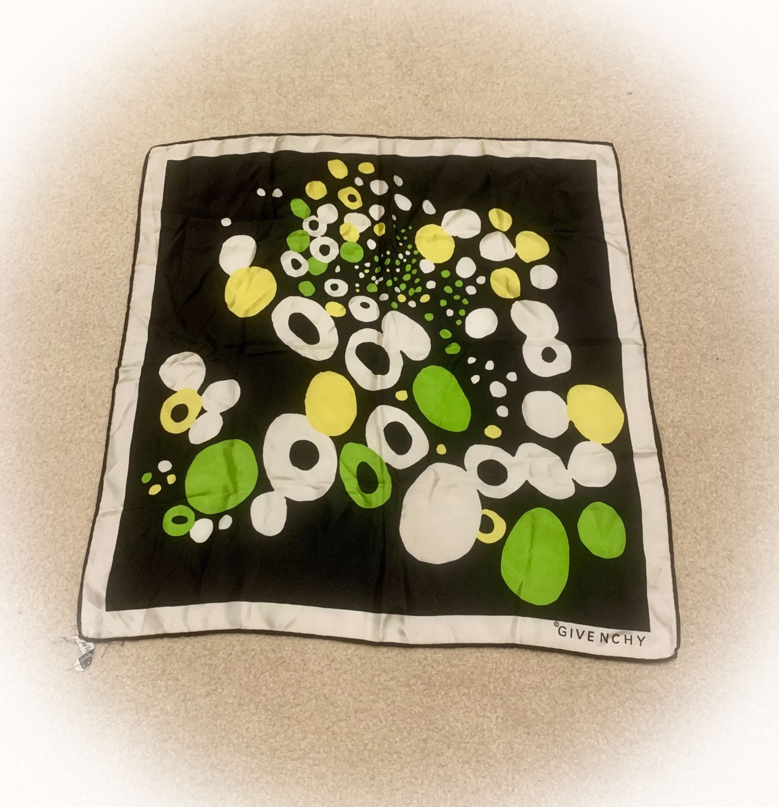 Authentic Vintage 1960s/1970s GIVENCHY 100% Silk Square Scarf Pop Art