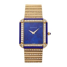 Patek Philippe Haute Joaillerie Vintage Gold Manual Lapis Diamond Watch 3727/3