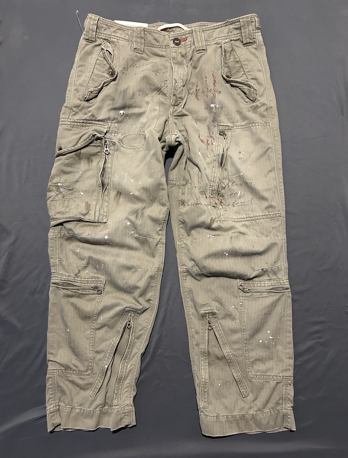 Vintage Polo Ralph Lauren Pants Mens 34x29 DeadStock Paratrooper Cargo Distress
