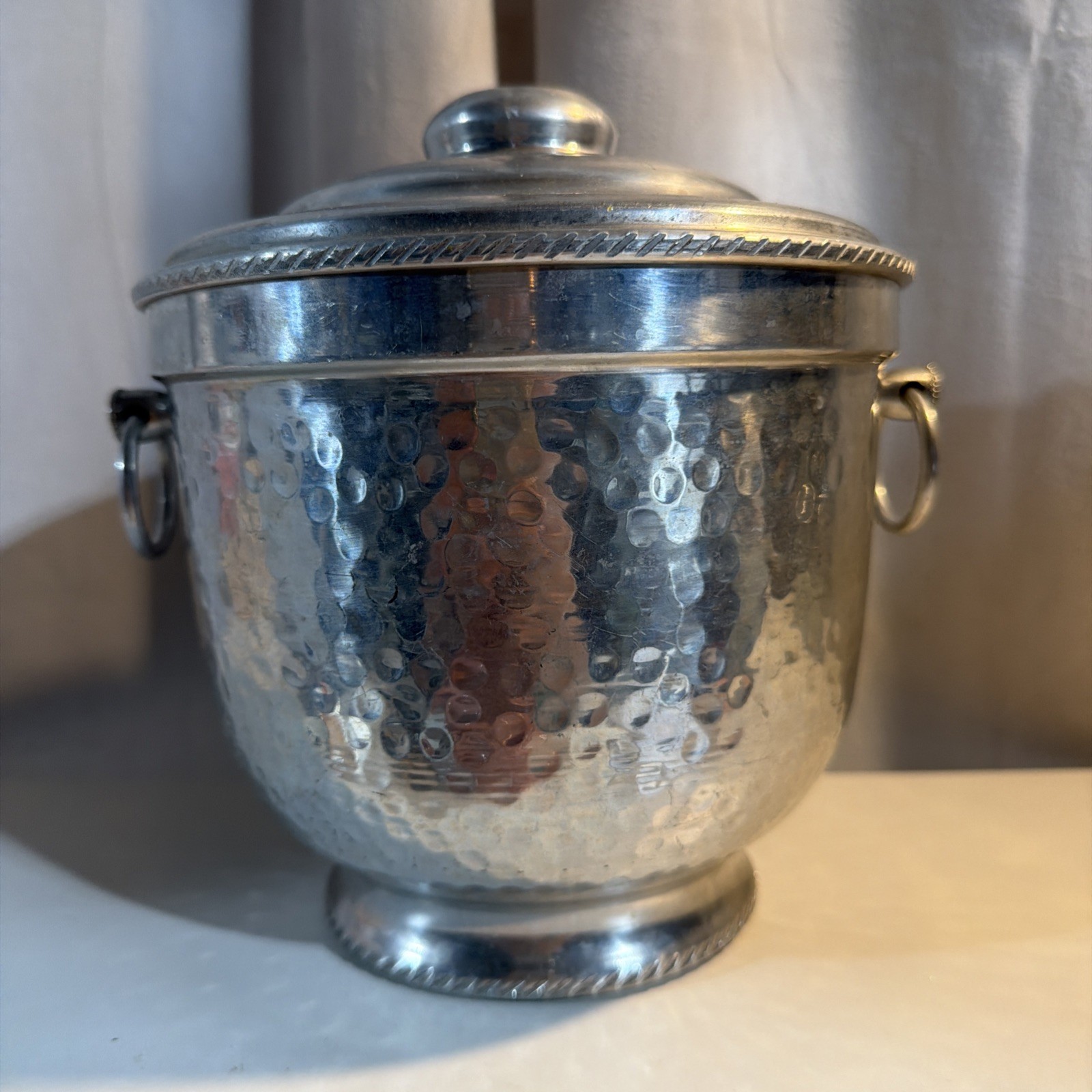 Vintage Hammered Aluminum Ice Bucket Made in Italy