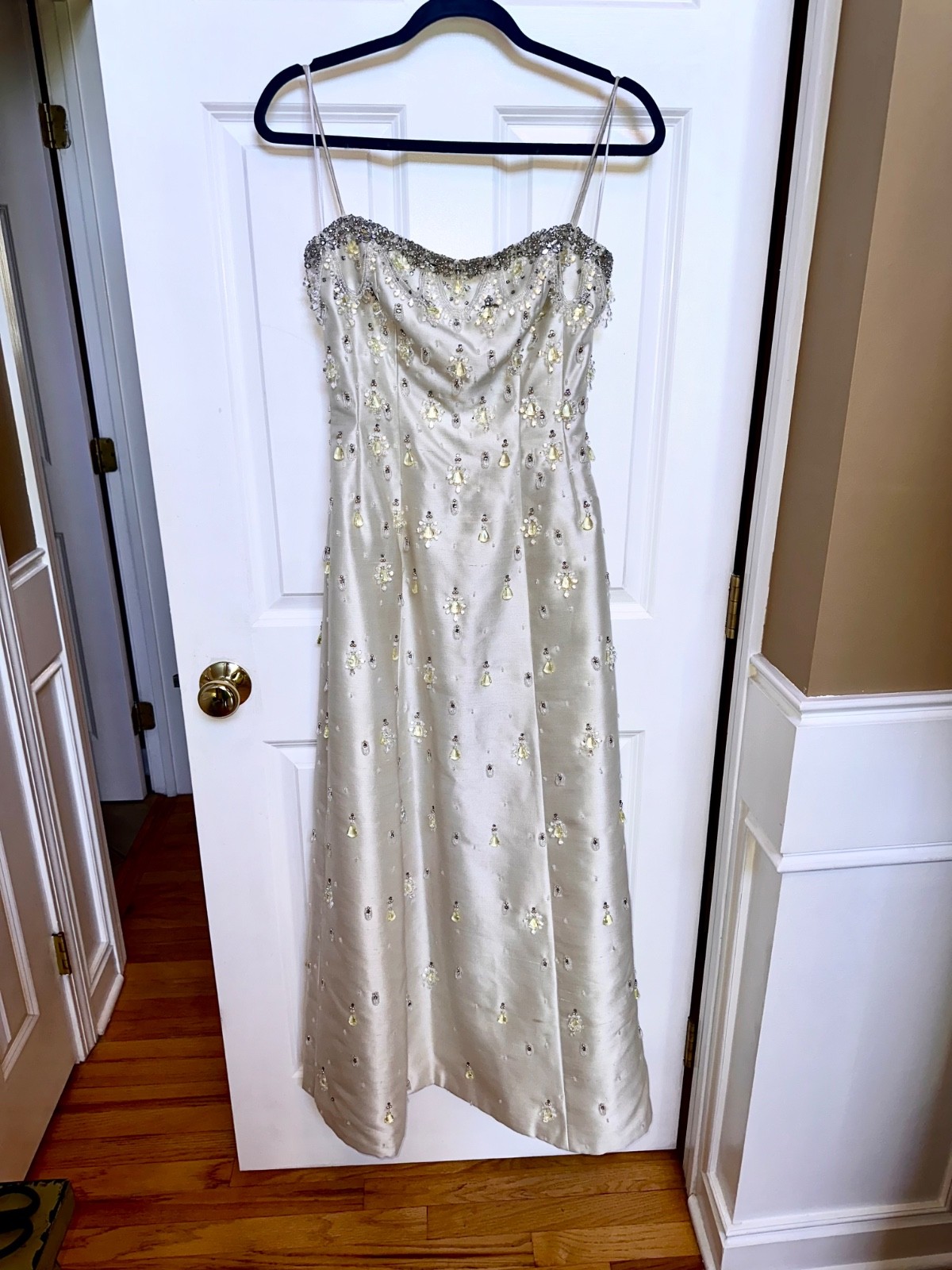 Elizabeth Arden 1950s Beaded Couture Gown 50s 60s Shantung