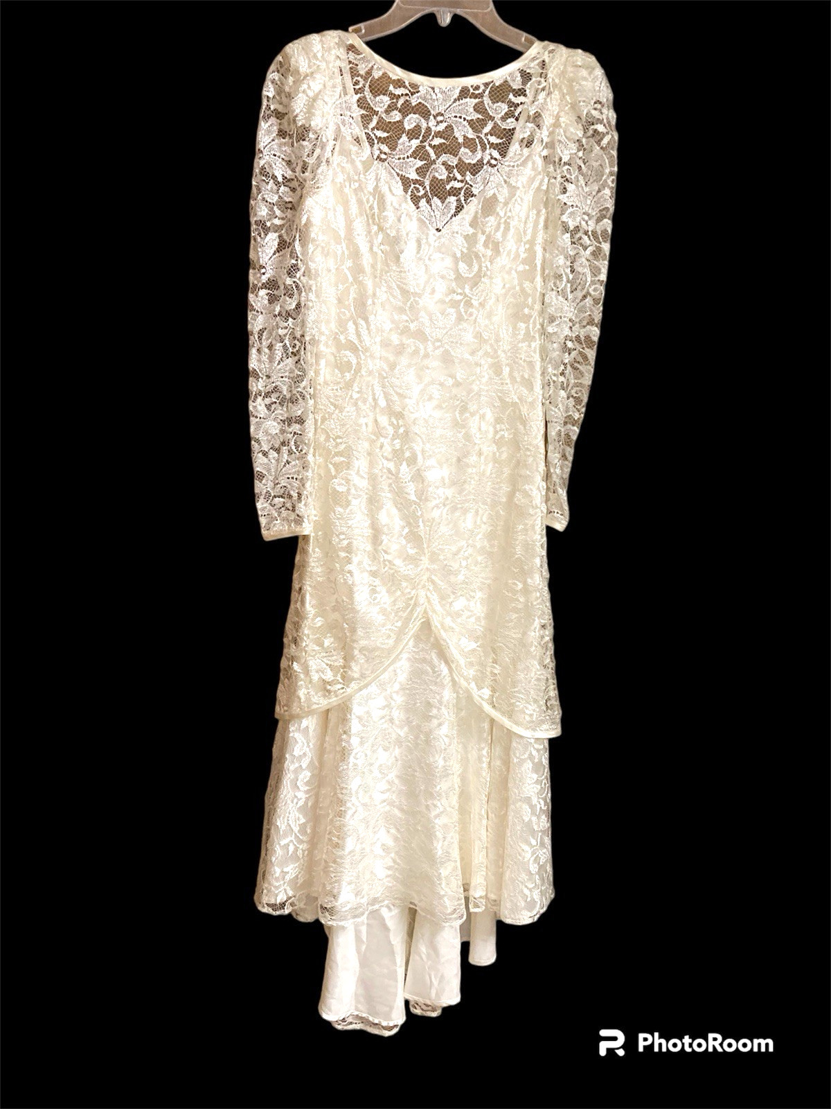 Vintage White Lace Midi Dress XS Cocktail Wedding Tea Dress 80s Women’s